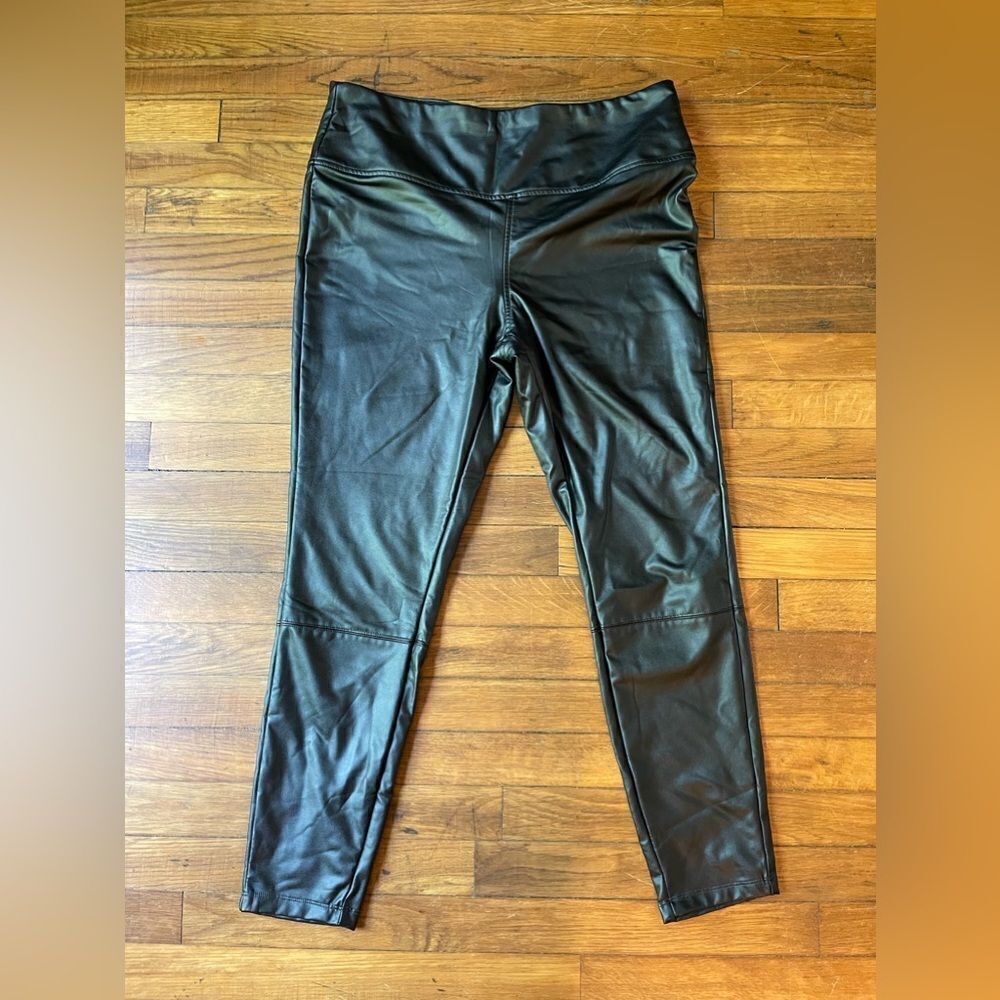 Large black faux leather leggings A NEW DAY